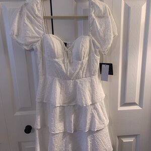I.N. San Francisco White Tiered Mini Dress